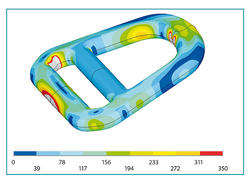 Von Mises-Spannung des metalischen Referenz-Beschlagteils im Zuglastfall